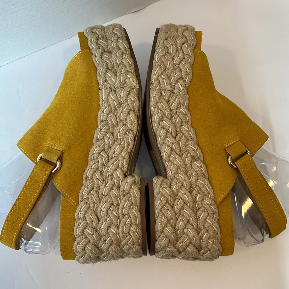 Kelsi Dagger Mustard Yellow Espadrille Wedge Sandals
